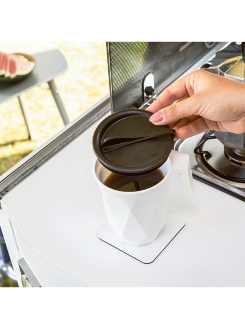 Cana de cafea magnetica din plastic + capac + suport